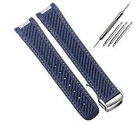 HUTBUVEAW Correa de caucho for relojes de buceo Omega AT150 Seamaster 300 AQUA TERRA, correa de silicona negra y azul, brazalete de 20 mm(Blue white silver)