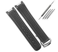 HUTBUVEAW Correa de caucho for relojes de buceo Omega AT150 Seamaster 300 AQUA TERRA, correa de silicona negra y azul, brazalete de 20 mm(Black silver)