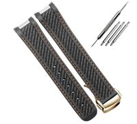 HUTBUVEAW Correa de caucho for relojes de buceo Omega AT150 Seamaster 300 AQUA TERRA, correa de silicona negra y azul, brazalete de 20 mm(Black orange gold)