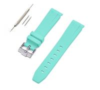 HUTBUVEAW Correa de goma con interfaz curva, adecuada for Omega X, S-watch Joint MoonSwatch, pulsera impermeable de 20mm for hombres y mujeres(Cyan)