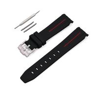 HUTBUVEAW Correa de goma con interfaz curva, adecuada for Omega X, S-watch Joint MoonSwatch, pulsera impermeable de 20mm for hombres y mujeres(Black Red line)