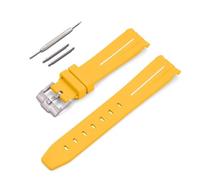 HUTBUVEAW Correa de goma con interfaz curva, adecuada for Omega X, S-watch Joint MoonSwatch, pulsera impermeable de 20mm for hombres y mujeres(Yellow White line)