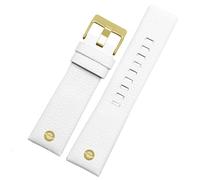 HUTBUVEAW Correa de piel auténtica for reloj Diesel DZ7257 1657 4323 7314 7313 7371. Correa de 22, 24, 26, 27, 28 y 30 mm. Disponible en negro, marrón y blanco.(White gold,28mm)