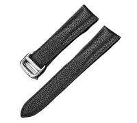 HUTBUVEAW Correa de reloj C-artier TANK SOLO RONDE DE, accesorios for hombre y mujer, 1:1, brazalete de cuero genuino con cierre desplegable(Black-silver clasp,23mm)
