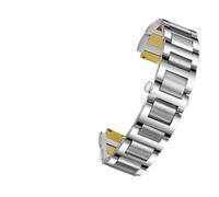 HUTBUVEAW Correa de reloj con terminales de acero inoxidable for la serie C-artier Ballon Bleu (14 x 8 mm, 16 x 8 mm, 18 x 11 mm, 20 x 12 mm). Correa especial for reloj.(Silver gold,16-8mm)