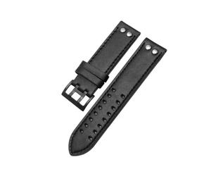 HUTBUVEAW Correa de reloj de cuero genuino for Hamilton Khaki Aviation Field Navy H70595593 H77616533, for hombre, 20-22 mm, brazalete.(Black black,20mm)