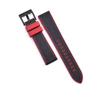 HUTBUVEAW Correa de reloj de cuero híbrida FPM/FKM, resistente al agua, buceo, liberación rápida, correa de reloj de caucho fluorado, pulseras de 20mm y 22mm(Red-Black 2,22mm)