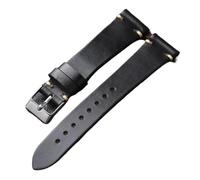 HUTBUVEAW Correa de reloj de cuero Horween Chromexcel hecha a mano, 18, 19, 20 mm, 22 mm, delgada, estilo vintage for hombre, color café/negro, correa suave(Brack,18mm)