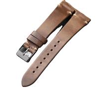 HUTBUVEAW Correa de reloj de cuero Horween Chromexcel hecha a mano, 18, 19, 20 mm, 22 mm, delgada, estilo vintage for hombre, color café/negro, correa suave(Brown-Silver Buckle,21mm)