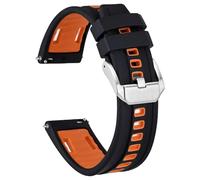 HUTBUVEAW Correa de reloj de silicona, correa de reloj deportivo de repuesto de liberación rápida for hombres, hebilla de acero inoxidable, ancho 20 mm 22 mm 24 mm(Orange (Silver),24mm)