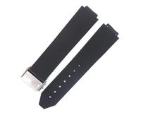 HUTBUVEAW Pulsera de Reloj de Silicona for HUBLOT, Correa de Goma Resistente al Agua, Accesorios de Reloj Deportivo Femenino, Correa de Reloj de 15 * 21mm(Black-Silver)
