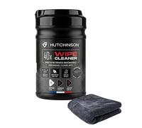 Hutchinson - Toallitas limpiadoras para Bicicleta - Envase de 40 toallitas de Base Vegetal con Microfibra incluida - Aptas para la transmisión y el Cuadro - Sin aclarado y sin Agua