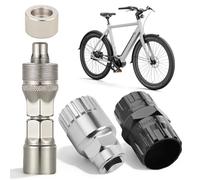 Hutglcfpy 4 Piezas Kit Herramientas Bicicleta, Extractor 2-en-1 para Cassette Roscado/Encastre, Vaso Eje Pedalier 20 Dientes, Extractor Bielas Bicicleta y Tapa
