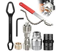 Hutglcfpy 7 Piezas Kit Herramientas Bicicleta, Extractor 2-en-1 para Cassette Roscado/Encastre, Vaso Eje Pedalier 20 Dientes, Llaves para Reparación de Bicicleta, Extractor Bielas Bicicleta y Tapa