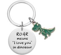 HUTIMY Llavero de dinosaurio regalo para mujeres y hombres para parejas, su rugido significa I Love You In Dinosaur Llavero, Acero inoxidable, Medium