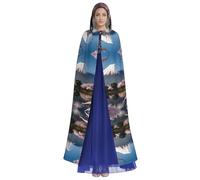 HUTOOLEE Capa con capucha de Monte Fuji a principios de primavera, para Halloween, cosplay, fiesta de graduación, cómic, decoración de fiesta de adultos, hermosa impresión gráfica