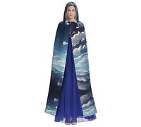 HUTOOLEE Capa con capucha de nubes blancas sobre el mar para Halloween, cosplay, fiesta de graduación, cómic, decoración de fiesta de adultos, hermosa impresión gráfica, color negro