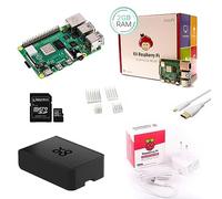 HutoPi Raspberry Pi 4 Model B 2GB Starter Kit RPi 4 Modelo B 2GB con tarjeta Noobs Micro SD 32GB Alimentación USB-C Oficial 5V 3A Cable Micro HDMI 4 Disipadores Térmicos Caja