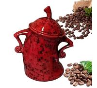 HUTRADE Canister with Attitude Creative Cup Ceramic Mugs Funny Food Jars Food Storage Pots with Lid Kitchen Storage Container for Coffee, Tea, Sugar, and Spices(Red)
