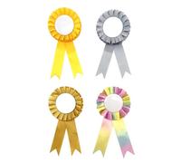 HUTRADE Fun & Vibrant Hobby Horse Rosettes - 4 paquetes de arcos dorados, plateados y rosas para accesorios de caballo