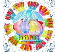 Globos de Agua 555 Pcs, Water Balloons Coloridos con cierre Automático sin Nudos, Globos de Agua llenado Rapido 10 Segundos para Juegos agua niños, Fiestas al aire Libre, Jardin Playa
