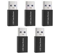 HUTSRAI - Bloqueador de Datos USB de 5 Piezas, Adaptador de Bloqueo USB de Carga Bloquear la sincronización de Datos, Proteger el jacking de Jugo Negro