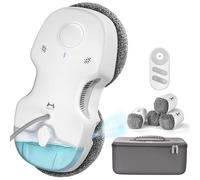 HUTT C65 Robot Limpiacristales con Tanque de Agua 80ML, Robot Limpieza de Ventanas 3800Pa, Control Remoto, para Todas Las Superficies Lisas, con 10 Mopas y Bolsa