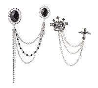 Huture 2PCS Broche de Hombre Con Cadena - Insignia Pin Traje, Hebilla Solapa Cuello para Camisa, Collar Decor - Broches de Metal para Mujer Esmoquin Corbata Sombrero Bufanda