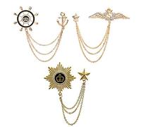 Huture 3pcs Broche de Hombre Broches Alfiler Clip de Metal Blusas Clips Bufanda Accesorios Agujas de Clip Ala timón Escudo Clips de Cristal Ramillete de Insignia De Joyería De Moda Para Damas, Oro