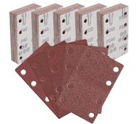Huucozn 100 PCS hojas de Lija para Lijadora, Papel de Lija Rectangular con 5 Granos 40/60/80/120/240, Recambio Hojas de Lijade 8 Agujeros, Almohadillas de Lijado para Metal, Madera y Plástico