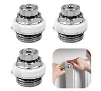 Huucozn 3 PCS Válvula de Ventilación Automática para Radiador 1/2 Pulgadas | Purgador Automático Radiador | Válvulas Purga Radiadores | Válvula de Ventilación de Latón Niquelado- Hasta 8 Bares/ 100°C