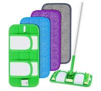 Huucozn 4 almohadillas de limpieza de microfibra húmedas para el suelo, lavables, 29 x 15 cm, reutilizables, kit de inicio para todas las mopas pulverizadoras