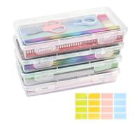 Huucozn 4 PCS Caja Organizadora Lapices, Estuche Rígido Plastico, Cajas de Plastico Apilables para Lápices, Estuche de Lapices de Plástico para Rotuladores Papelería Suministros Escolares, Oficina