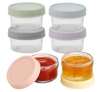 Huucozn 6 PCS Recipientes Cristal Hermeticos Pequeños 80 ml, Tarros de Cristal Herméticos para Meal Prep, Comida y Ensaladas, Tarros de Cristal con Tapa Pequeños para Llevar para Salsas, Aliños y Dips
