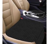 Huucozn Cojín para Asientos de Coche 60x48cm, Funda Asiento Delantero Universal, Cojín para Asiento Conductor con 2 Portabrocas y 1 Gancho para Coche, SUV y Turismo- Color Negro