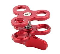 Huudngeje Abrazadera de Bola 3 Agujeros Luces de Buceo Brazo Bola Mariposa Clip Soporte de Montaje para CáMara de AccióN Linterna TríPode,Rojo