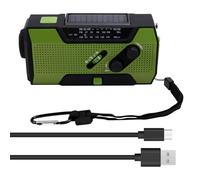 Huudngeje Radio Meteorológica de Emergencia con Manivela, Portátil, Carga Solar, Linterna LED Am/FM/, Alerta SOS, 5000 MAh