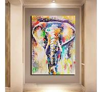 HUUDNHYK Cuadro de elefante africano-Cuadro colorido decorativo -Cuadro de animal Impresión en lienzo Decoración de pared 115x80cm (115x32in) Sin marco