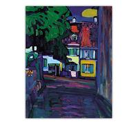 HUUDNHYK Cuadro de Kandinsky Murnau, Casas en el Obermarkt Impresión en Lienzo-Famosas reproducciones de Cuadros de Kandinsky- Arte Abstracto Cuadro de Kandinsky 72x55cm (29x22in) Sin Marco