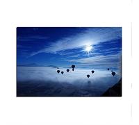 HUUDNHYK Globo AerostáTico Sobre Lienzo. globo aerostático sobre nubes azules. Cuadro de paisaje. Lienzo decorativo para pared, sala de estar, 90 x 60 cm (36 x 24 pulgadas), sin marco