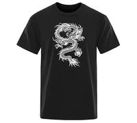 huUKH7HGT Chinese Style White Dragon T Shirts Black S