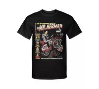 huUKH7HGT Pee Wee Herman The Astonishing Tales of Mr Herman Distressed T Shirt Black 3XL