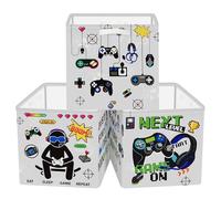 HUUMONSS 30cm Juego de 3 Cajas de Almacenamiento Consolas Retro Organizadoras de Almacenaje Juguetes Consola de Videojuegos Plegables Cestas Almacenaje Niño Libro Ropa para Estantes Armario, Gris