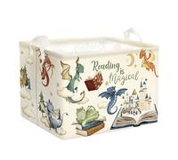 HUUMONSS Cesta Ropa Sucia Dinosaurios Cestos Almacenaje para Niños, 36L | Plegable Impermeable Grande de Tela, Cesta de Juguete Libros Ropa Sucia, Baño Dormitorio,Libros mágicos