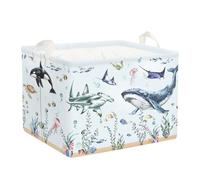 HUUMONSS Grande Cesta Ropa Sucia Bebe Animales Marinos para Chico Chica Plegable Cestos Almacenaje Ropa Juguetes para Habitación Infantil Dormitorio, Tiburón Azul, 36L