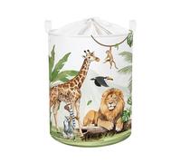 HUUMONSS Grande Cesta Ropa Sucia Bebe Animales Safari para Chico Chica Jirafa León Plegable Cestos Almacenaje Ropa Juguetes para Habitación Infantil Dormitorio, Mono, 63L