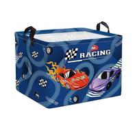 HUUMONSS Grande Cesta Ropa Sucia Bebe Coche de Carreras para Chico Plegable Cestos Almacenaje Ropa Juguetes para Habitación Infantil Dormitorio, Azul, 36L