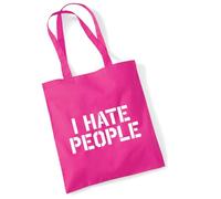 huuraa acquirente I HATE PEOPLE Borsa regalo in juta fucsia 10 litri cotone I HATE PEOPLE Attenzione