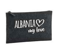 Huuraa Borsa da Toilette Albania my Love Borsa Regalo per cosmetici in feltro Color Carbone da 1 litro Albania my Love Presente
