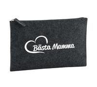 Huuraa Borsa da Toilette Bästa Mamma Borsa Regalo per cosmetici in feltro Color Carbone da 1 litro Bästa Mamma Presente